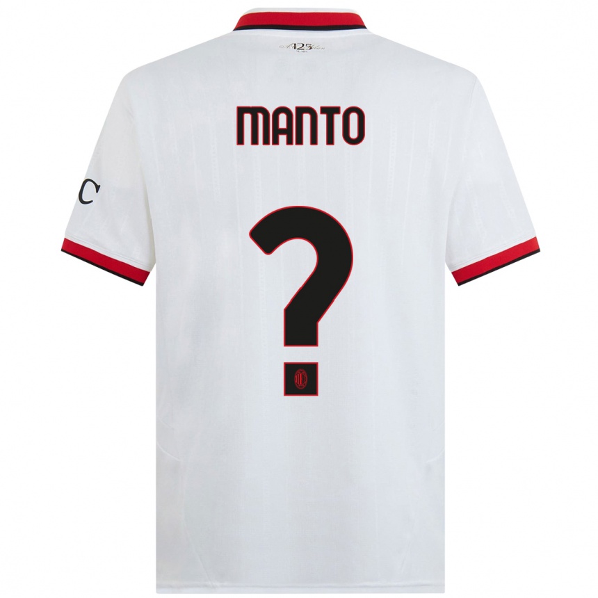 Mujer Fútbol Camiseta Gaetano Manto #0 Blanco Negro Rojo 2ª Equipación 2024/25 Argentina