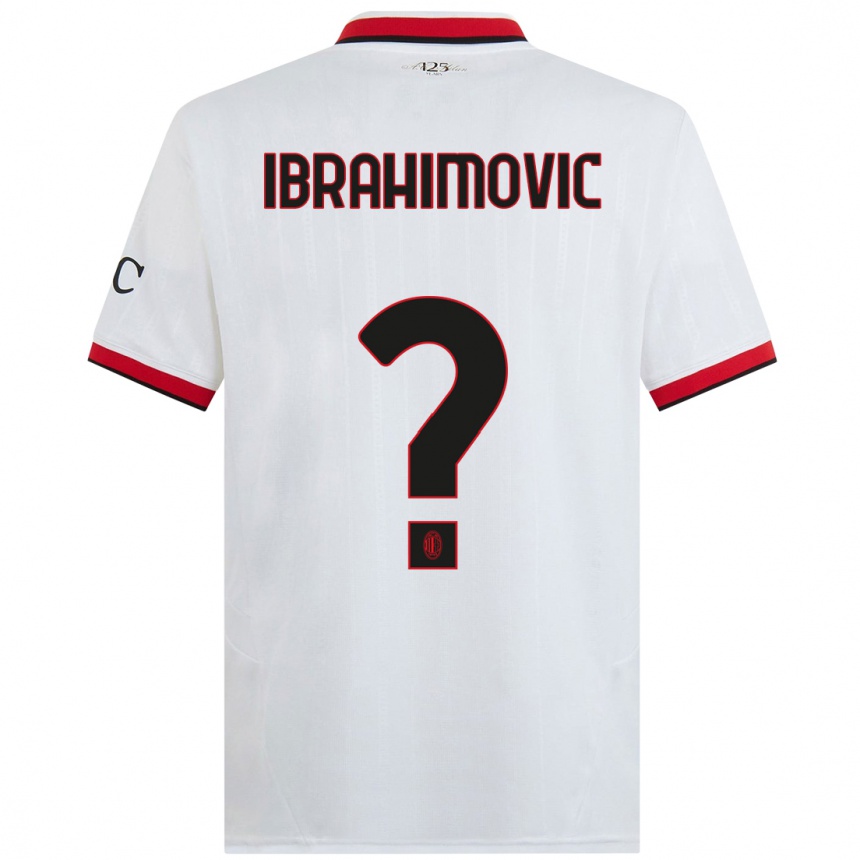 Mujer Fútbol Camiseta Vincent Ibrahimovic #0 Blanco Negro Rojo 2ª Equipación 2024/25 Argentina