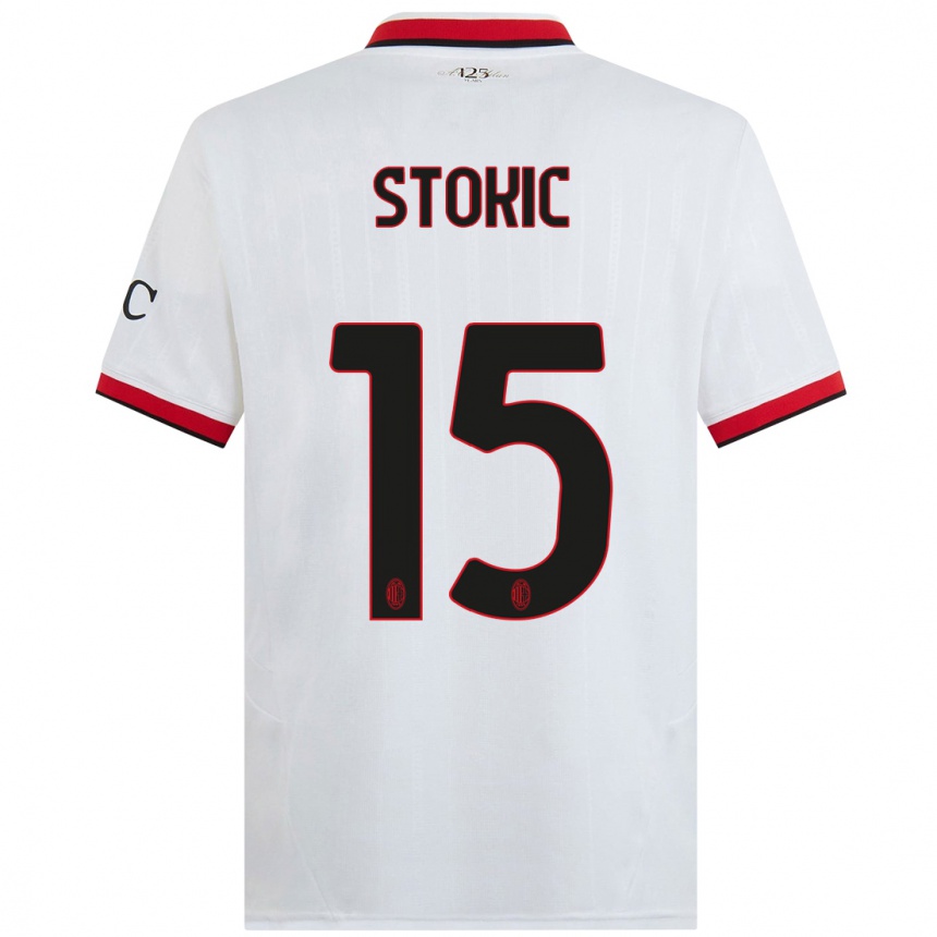 Mujer Fútbol Camiseta Sara Stokić #15 Blanco Negro Rojo 2ª Equipación 2024/25 Argentina