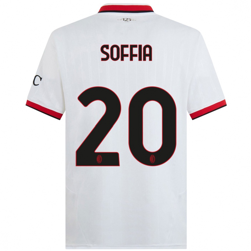 Mujer Fútbol Camiseta Angelica Soffia #20 Blanco Negro Rojo 2ª Equipación 2024/25 Argentina