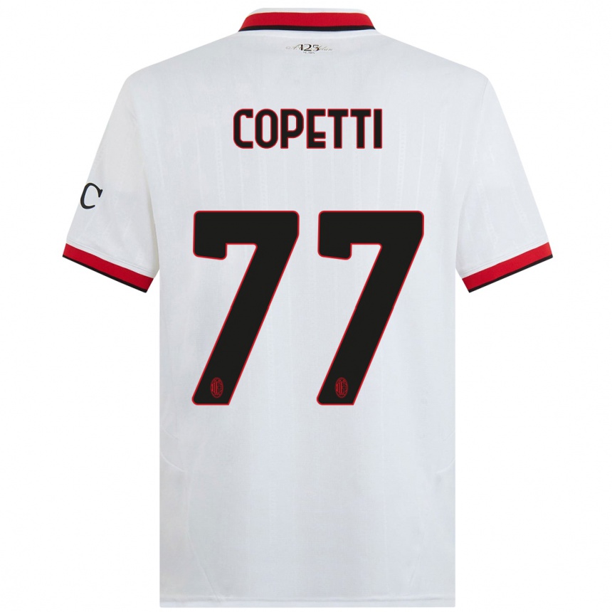 Mujer Fútbol Camiseta Matilde Copetti #77 Blanco Negro Rojo 2ª Equipación 2024/25 Argentina