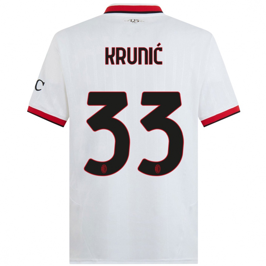 Mujer Fútbol Camiseta Rade Krunic #33 Blanco Negro Rojo 2ª Equipación 2024/25 Argentina