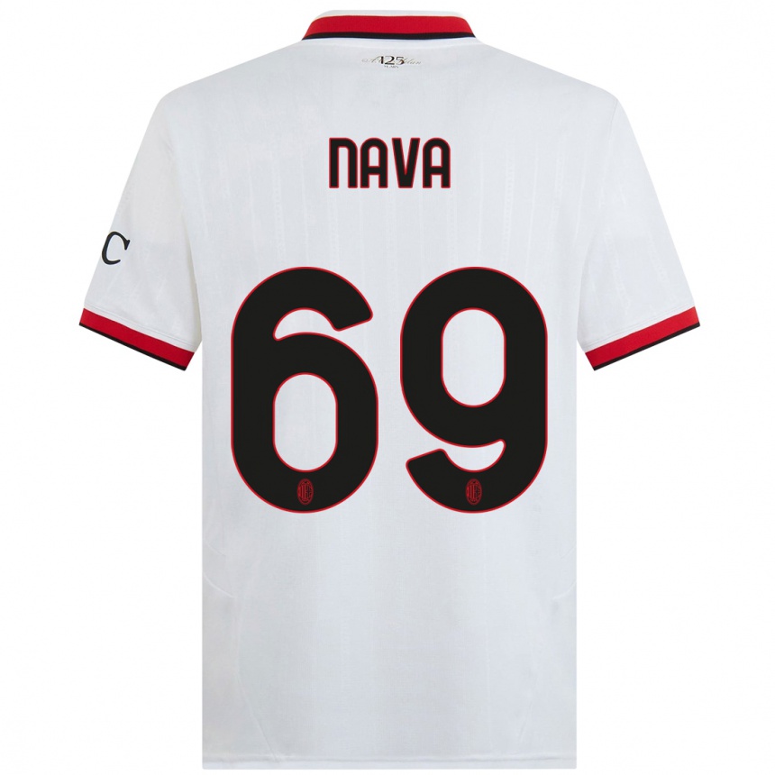 Mujer Fútbol Camiseta Lapo Nava #69 Blanco Negro Rojo 2ª Equipación 2024/25 Argentina