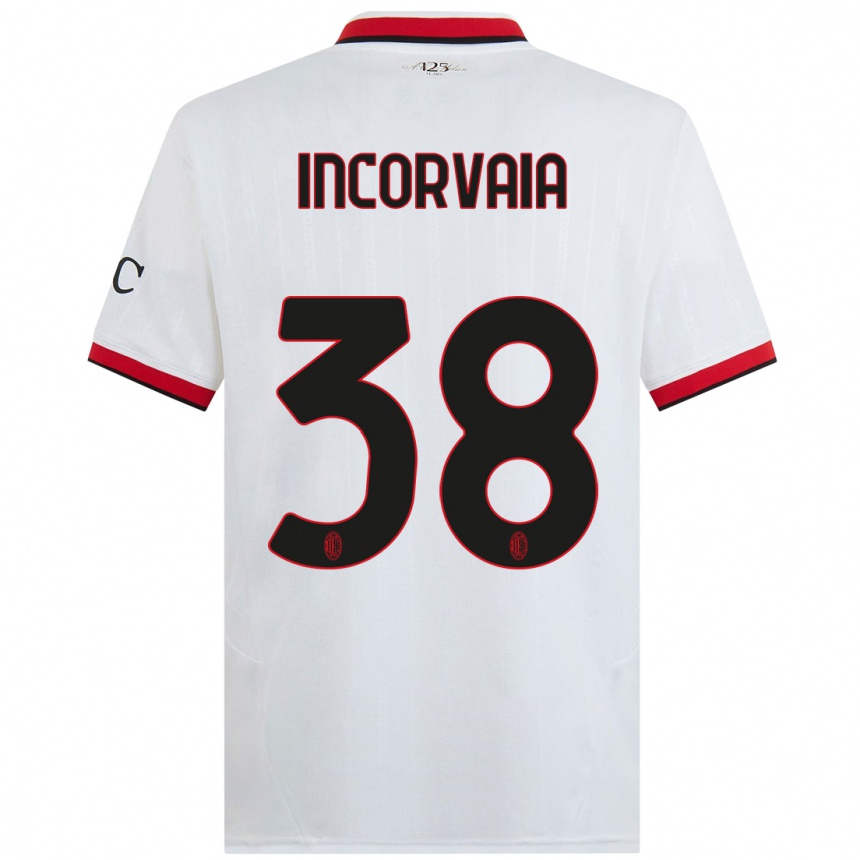 Mujer Fútbol Camiseta Giovanni Incorvaia #38 Blanco Negro Rojo 2ª Equipación 2024/25 Argentina