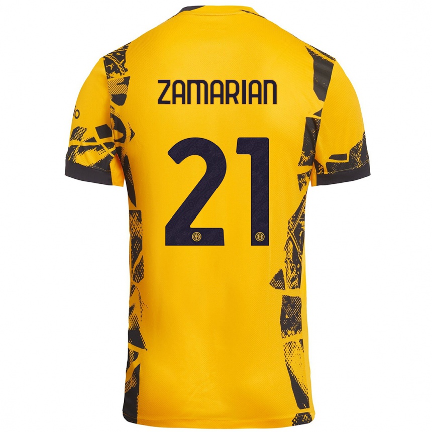 Mujer Fútbol Camiseta Matteo Zamarian #21 Dorado Negro Equipación Tercera 2024/25 Argentina