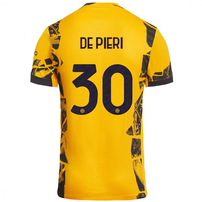 Mujer Fútbol Camiseta Giacomo De Pieri #30 Dorado Negro Equipación Tercera 2024/25 Argentina