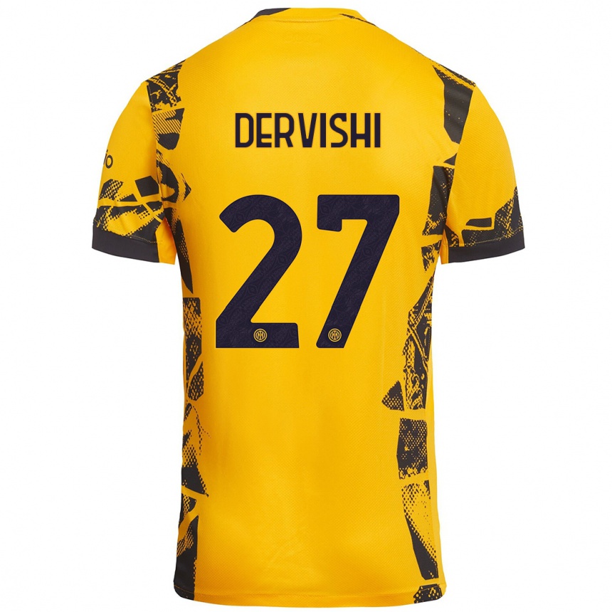 Mujer Fútbol Camiseta Kristian Dervishi #27 Dorado Negro Equipación Tercera 2024/25 Argentina