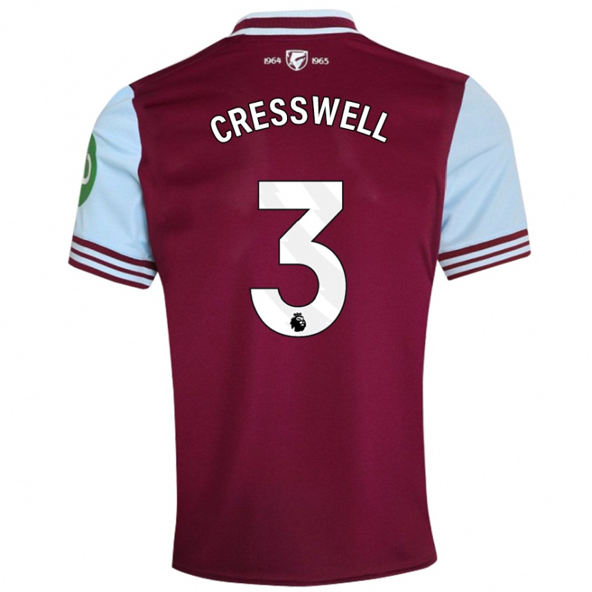 Niño Fútbol Camiseta Aaron Cresswell #3 Rojo Oscuro 1ª Equipación 2024/25 Argentina