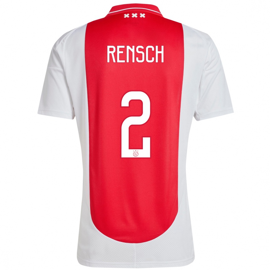 Niño Fútbol Camiseta Devyne Rensch #2 Rojo Blanco 1ª Equipación 2024/25 Argentina