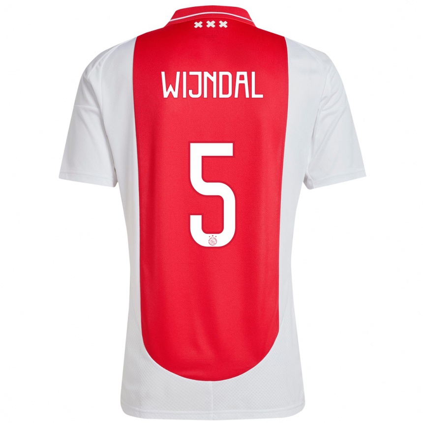 Niño Fútbol Camiseta Owen Wijndal #5 Rojo Blanco 1ª Equipación 2024/25 Argentina