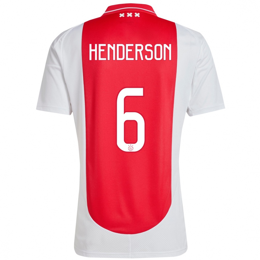 Niño Fútbol Camiseta Jordan Henderson #6 Rojo Blanco 1ª Equipación 2024/25 Argentina