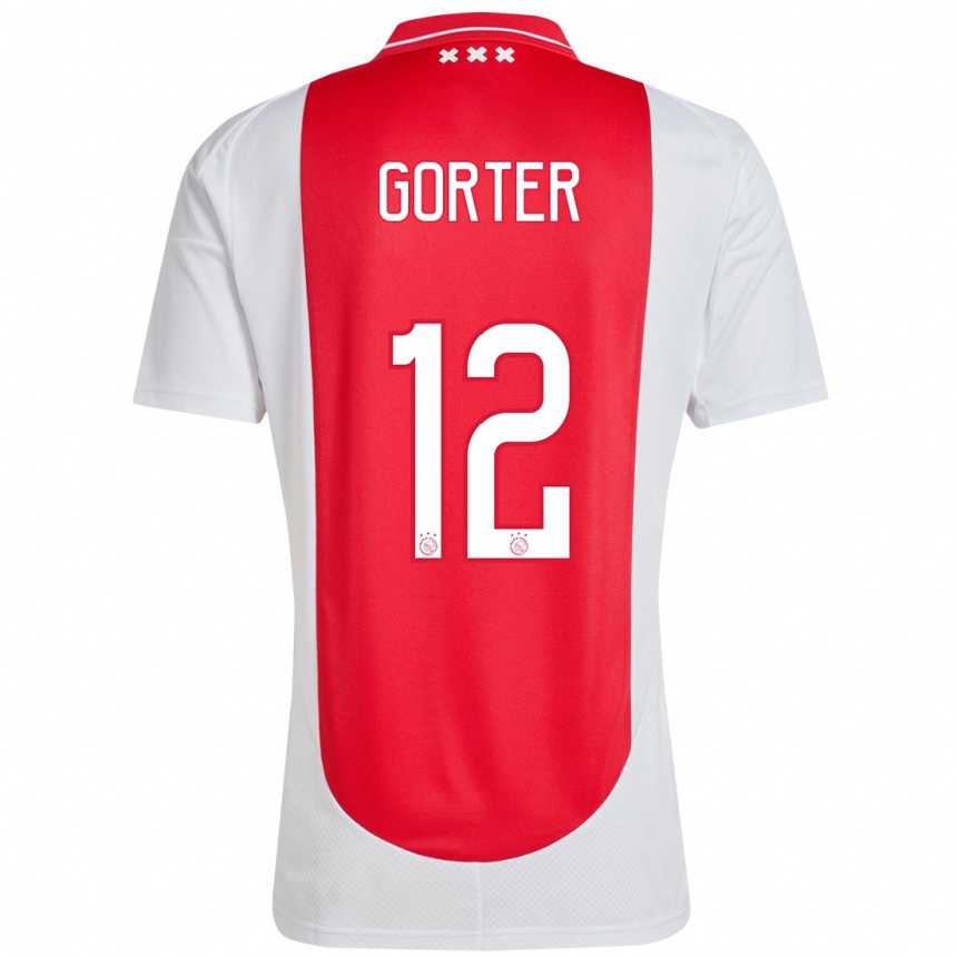 Niño Fútbol Camiseta Jay Gorter #12 Rojo Blanco 1ª Equipación 2024/25 Argentina