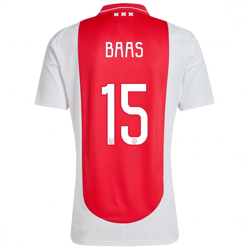 Niño Fútbol Camiseta Youri Baas #15 Rojo Blanco 1ª Equipación 2024/25 Argentina