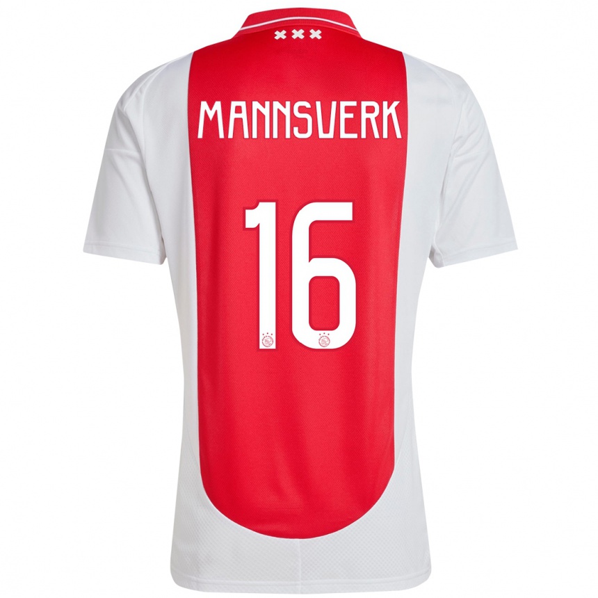 Niño Fútbol Camiseta Sivert Mannsverk #16 Rojo Blanco 1ª Equipación 2024/25 Argentina