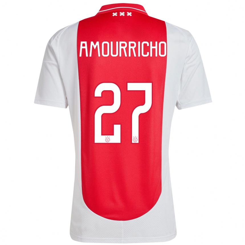 Niño Fútbol Camiseta Amourricho Van Axel Dongen #27 Rojo Blanco 1ª Equipación 2024/25 Argentina