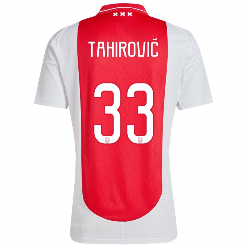 Niño Fútbol Camiseta Benjamin Tahirovic #33 Rojo Blanco 1ª Equipación 2024/25 Argentina