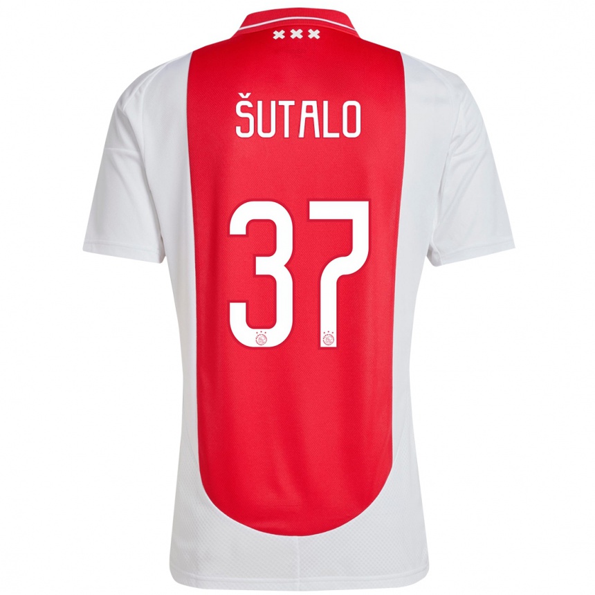 Niño Fútbol Camiseta Josip Sutalo #37 Rojo Blanco 1ª Equipación 2024/25 Argentina