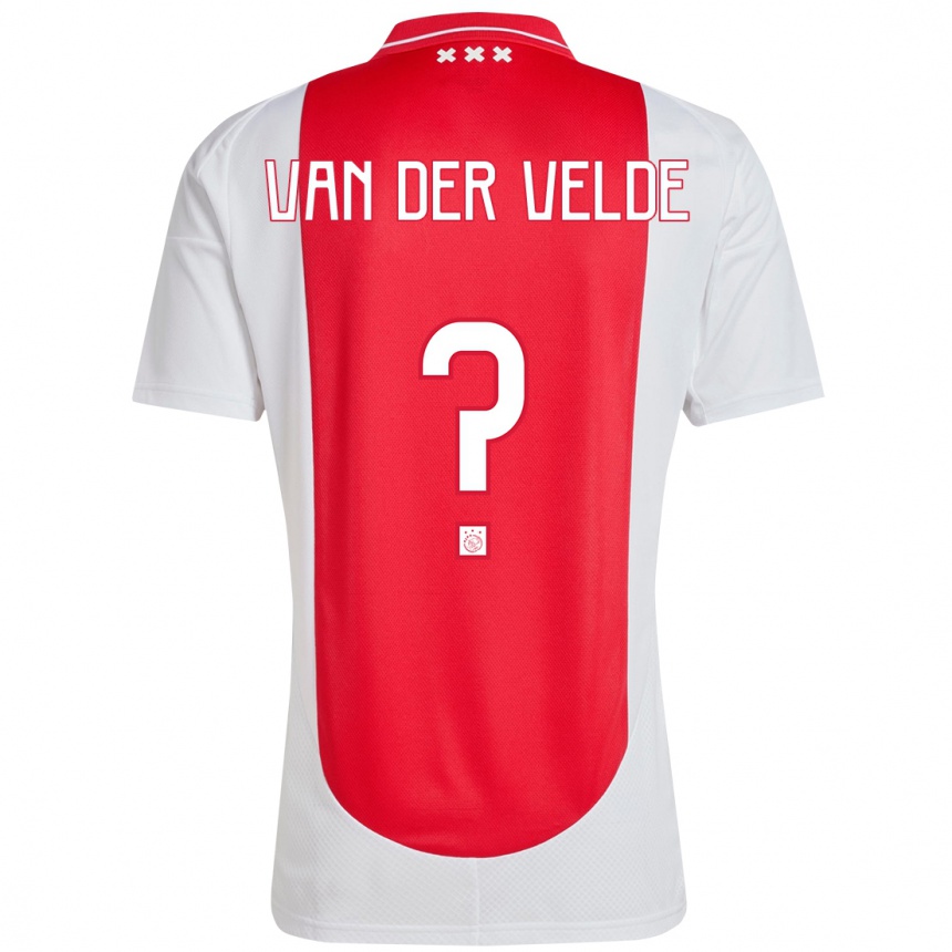 Niño Fútbol Camiseta Valentijn Van Der Velde #0 Rojo Blanco 1ª Equipación 2024/25 Argentina