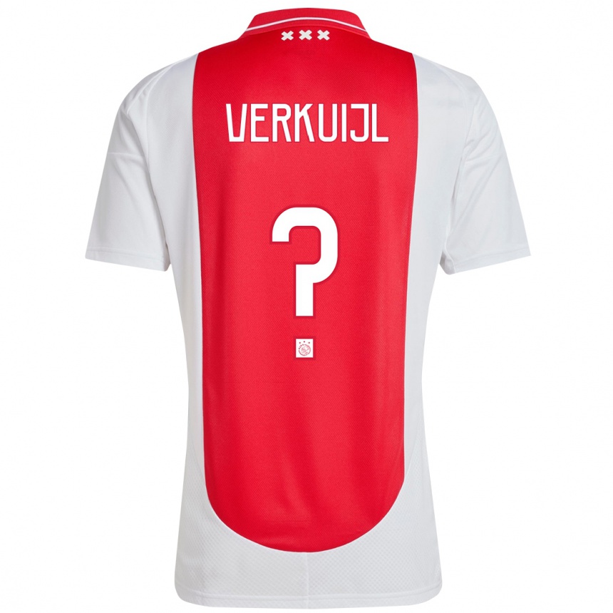 Niño Fútbol Camiseta Mark Verkuijl #0 Rojo Blanco 1ª Equipación 2024/25 Argentina