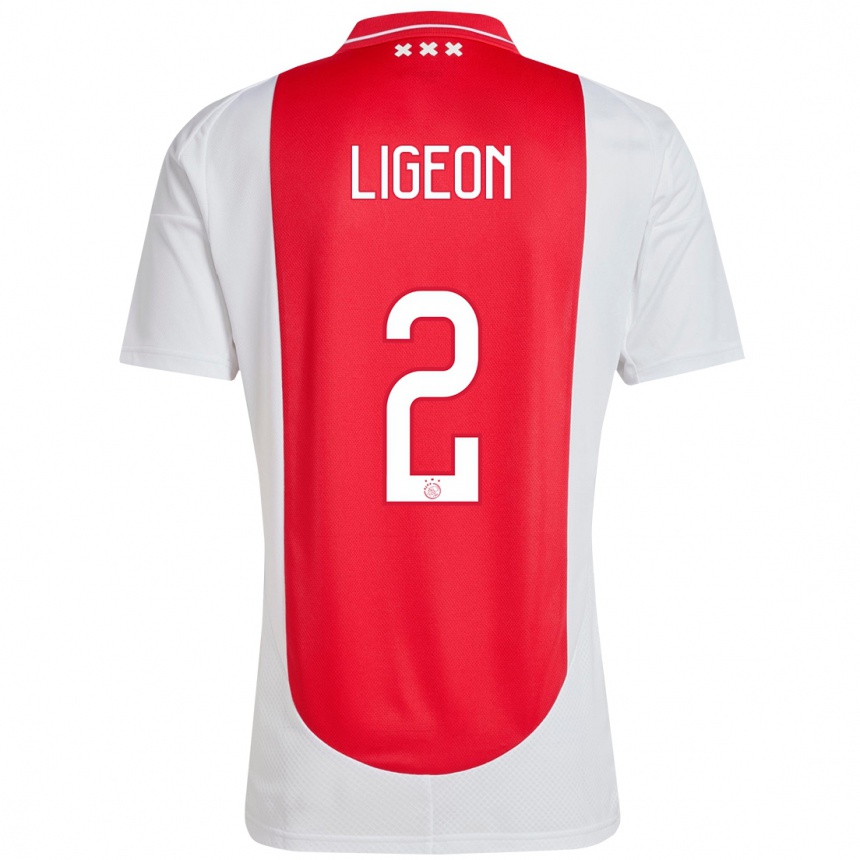 Niño Fútbol Camiseta Ruben Ligeon #2 Rojo Blanco 1ª Equipación 2024/25 Argentina