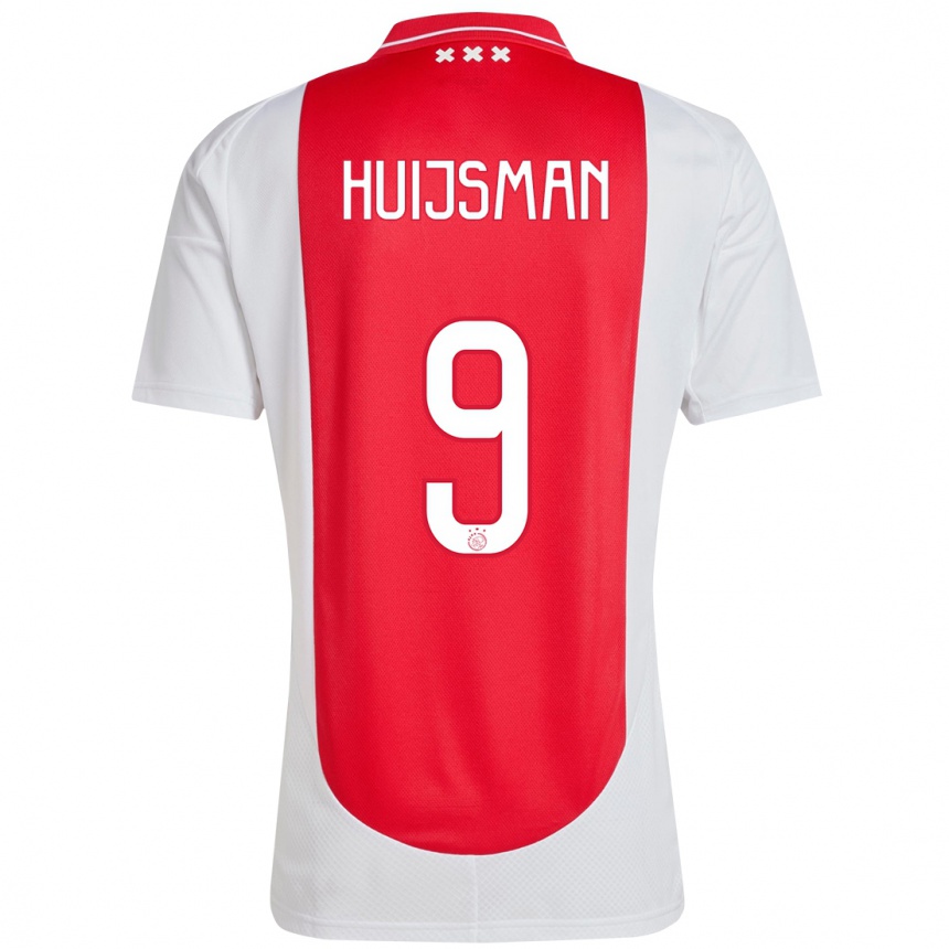 Niño Fútbol Camiseta Mitchi Huijsman #9 Rojo Blanco 1ª Equipación 2024/25 Argentina