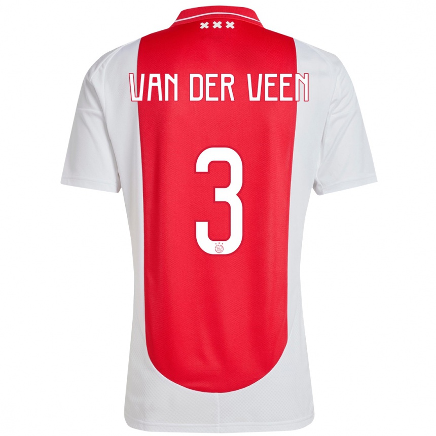 Niño Fútbol Camiseta Roos Van Der Veen #3 Rojo Blanco 1ª Equipación 2024/25 Argentina