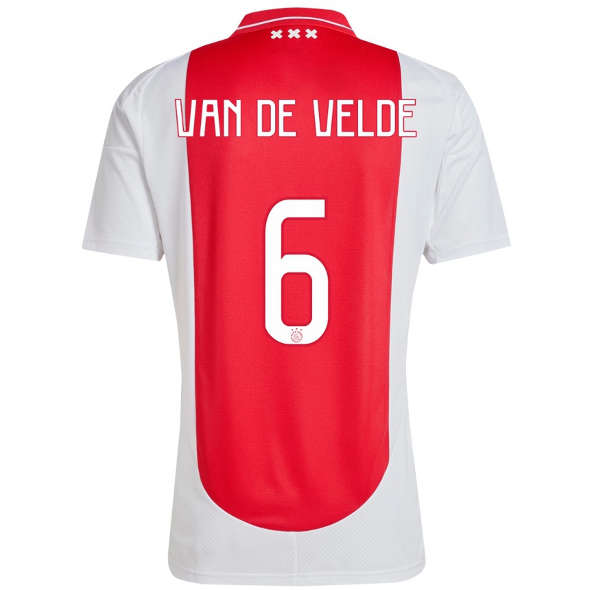 Niño Fútbol Camiseta Jonna Van De Velde #6 Rojo Blanco 1ª Equipación 2024/25 Argentina