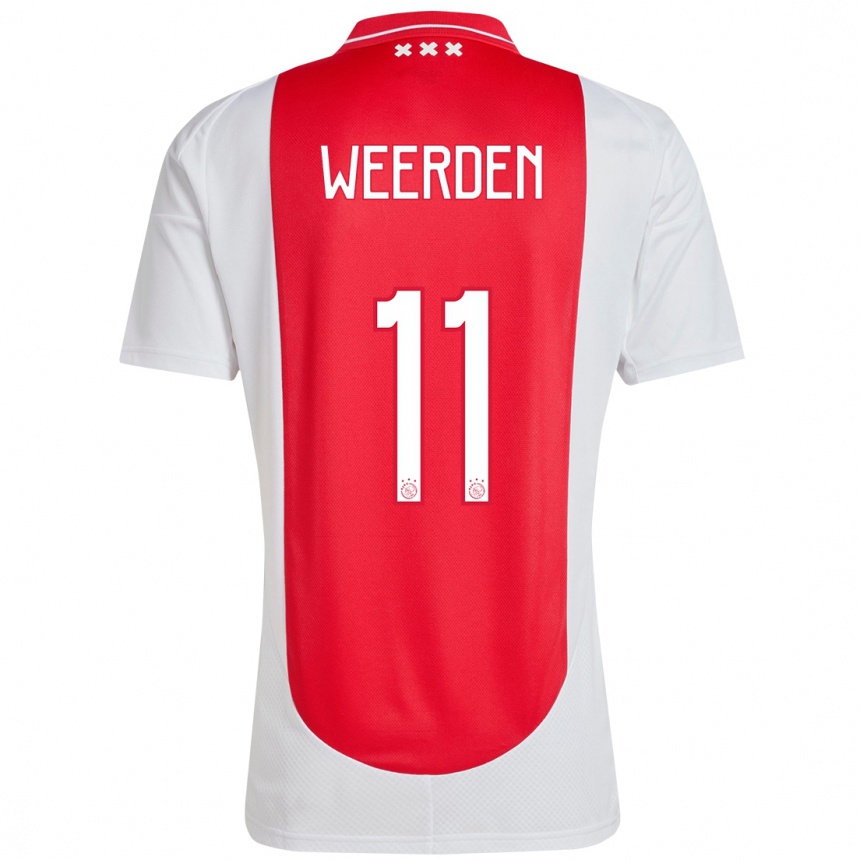 Niño Fútbol Camiseta Ashleigh Weerden #11 Rojo Blanco 1ª Equipación 2024/25 Argentina