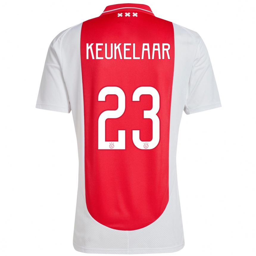 Niño Fútbol Camiseta Lotte Keukelaar #23 Rojo Blanco 1ª Equipación 2024/25 Argentina