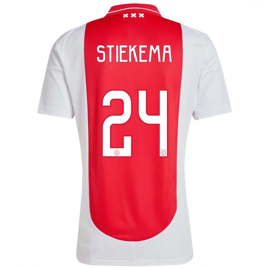 Niño Fútbol Camiseta Iris Stiekema #24 Rojo Blanco 1ª Equipación 2024/25 Argentina