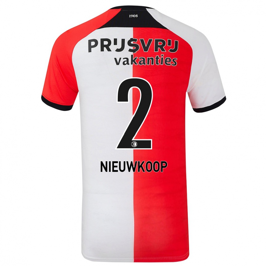 Niño Fútbol Camiseta Bart Nieuwkoop #2 Rojo Blanco 1ª Equipación 2024/25 Argentina