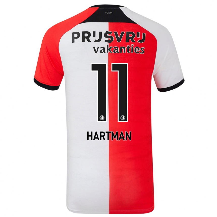 Niño Fútbol Camiseta Quilindschy Hartman #11 Rojo Blanco 1ª Equipación 2024/25 Argentina