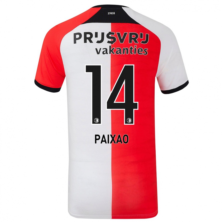 Niño Fútbol Camiseta Igor Paixão #14 Rojo Blanco 1ª Equipación 2024/25 Argentina