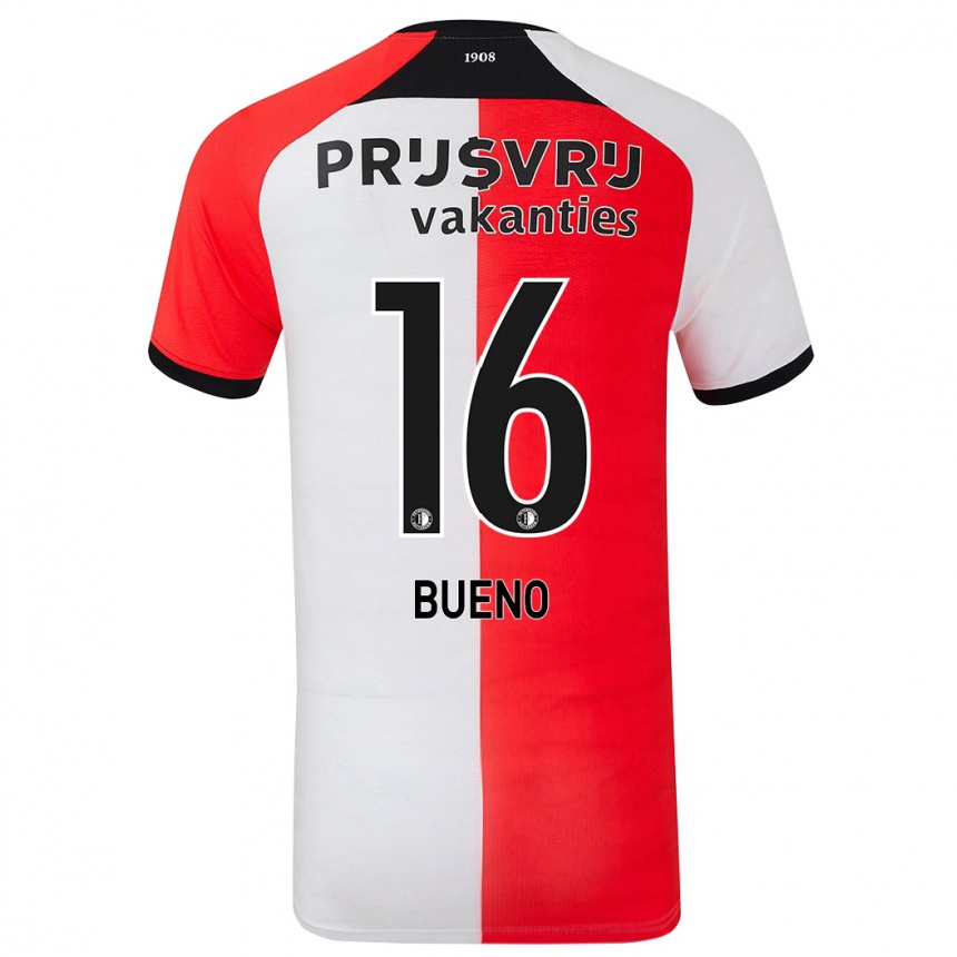 Niño Fútbol Camiseta Hugo Bueno #16 Rojo Blanco 1ª Equipación 2024/25 Argentina