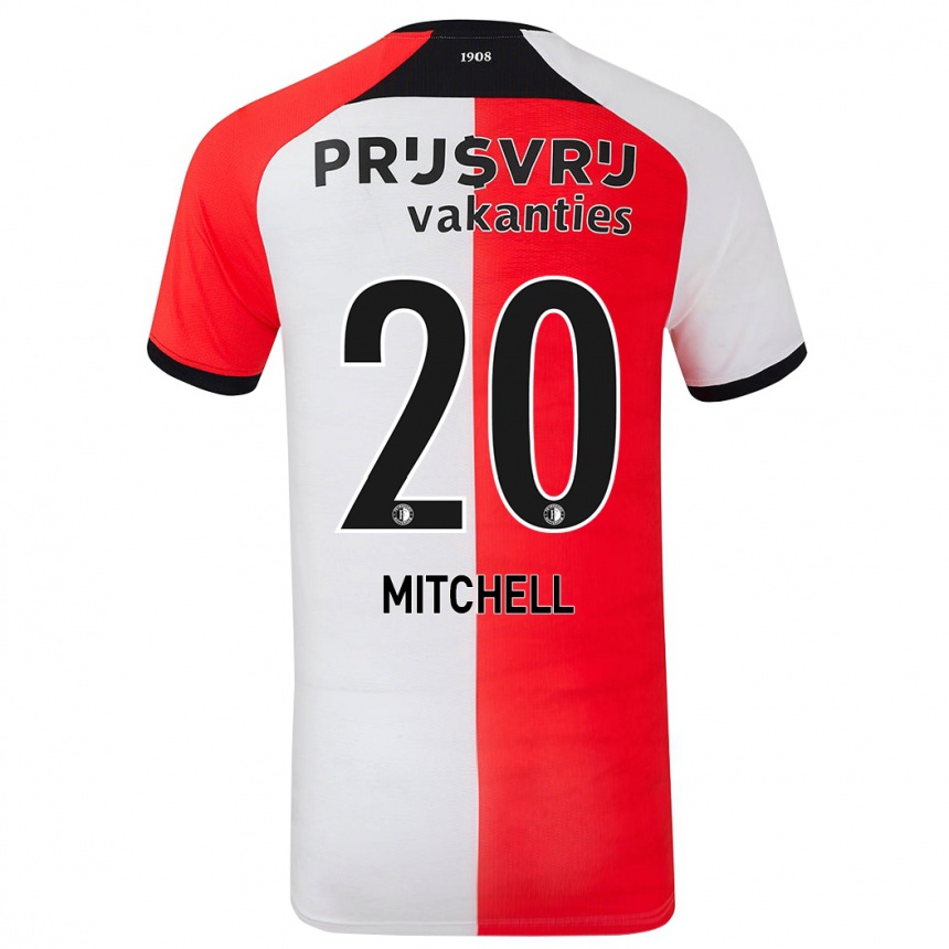 Niño Fútbol Camiseta Jeyland Mitchell #20 Rojo Blanco 1ª Equipación 2024/25 Argentina