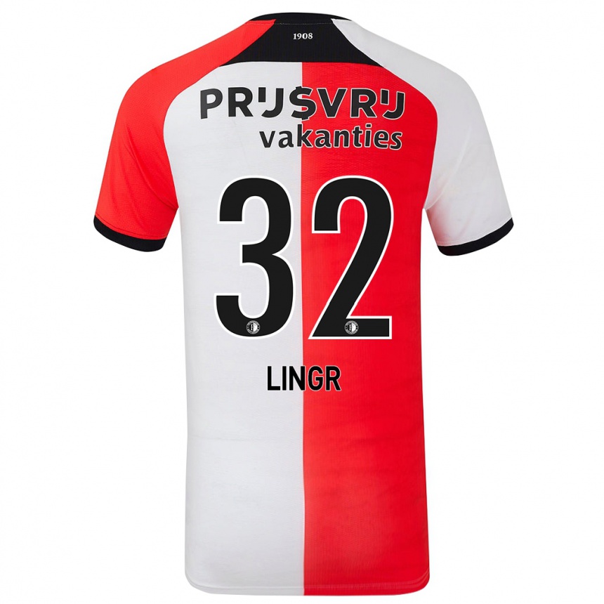 Niño Fútbol Camiseta Ondrej Lingr #32 Rojo Blanco 1ª Equipación 2024/25 Argentina