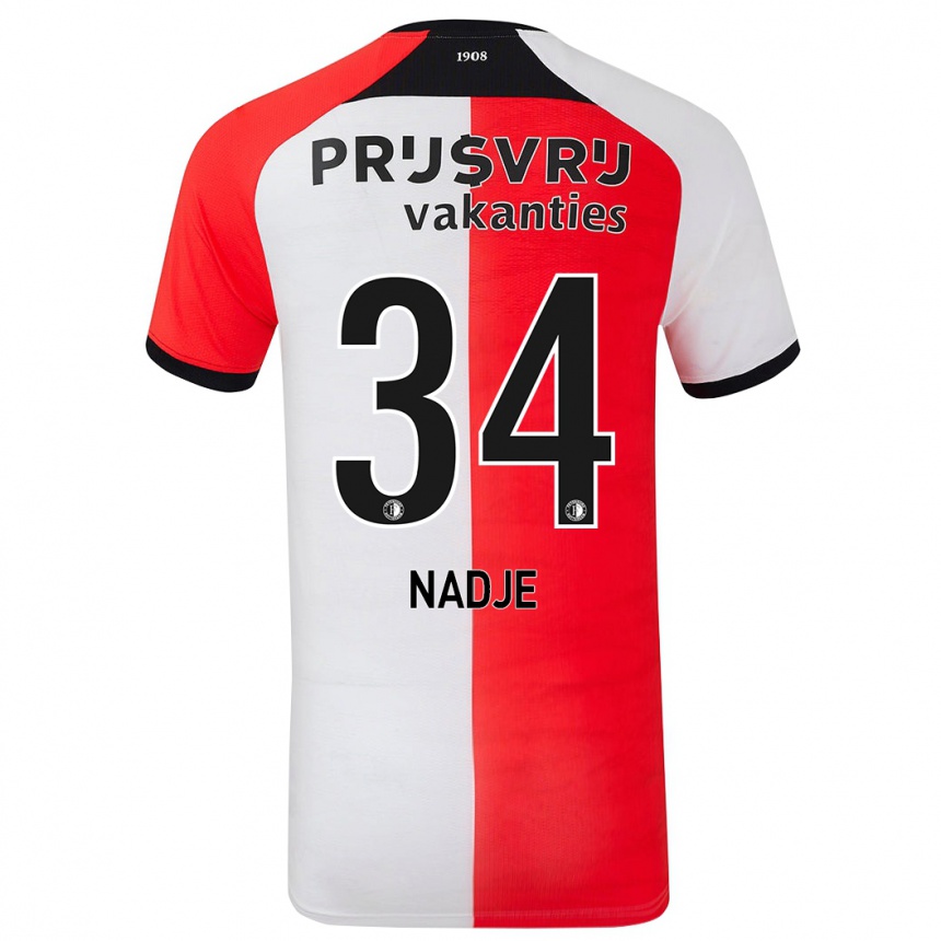 Niño Fútbol Camiseta Chris-Kévin Nadje #34 Rojo Blanco 1ª Equipación 2024/25 Argentina