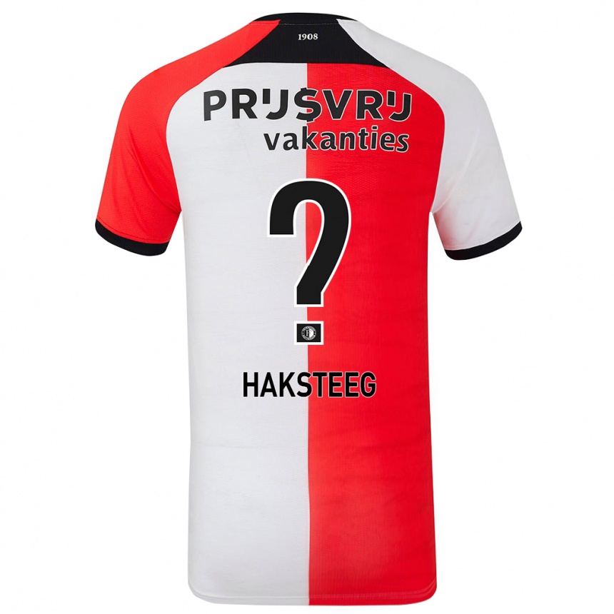 Niño Fútbol Camiseta Tim Haksteeg #0 Rojo Blanco 1ª Equipación 2024/25 Argentina