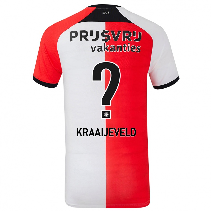 Niño Fútbol Camiseta Thijs Kraaijeveld #0 Rojo Blanco 1ª Equipación 2024/25 Argentina