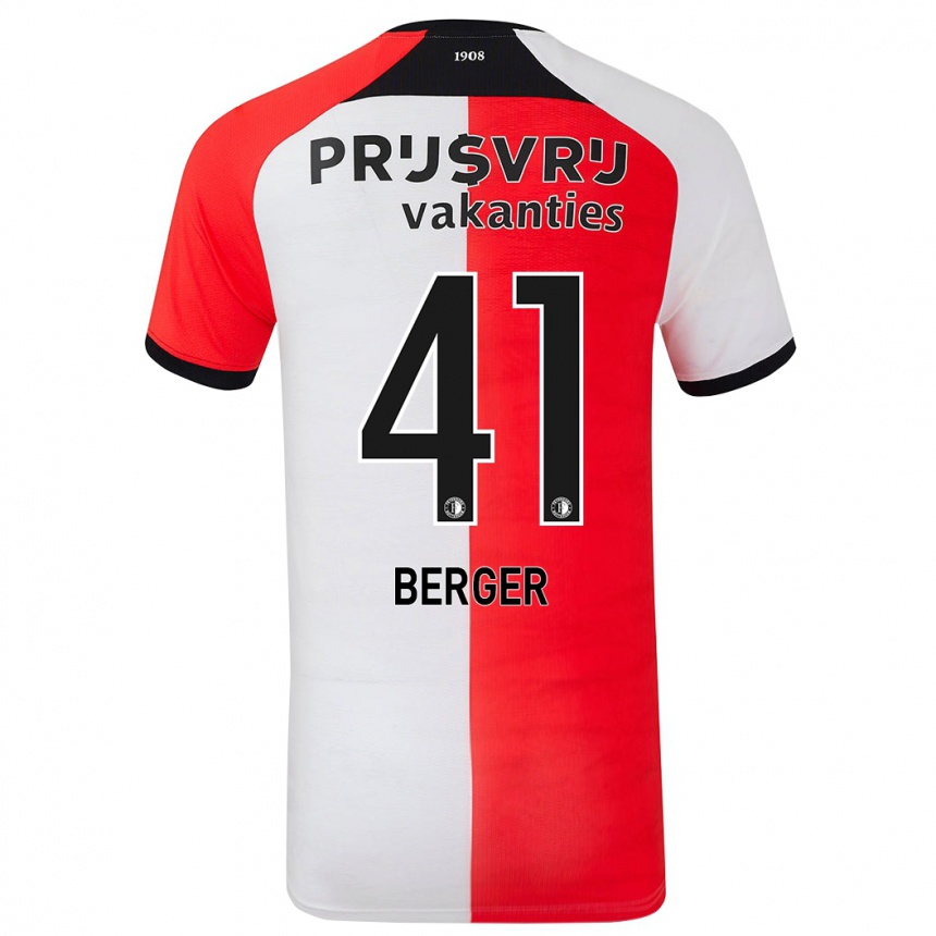 Niño Fútbol Camiseta Mannou Berger #41 Rojo Blanco 1ª Equipación 2024/25 Argentina