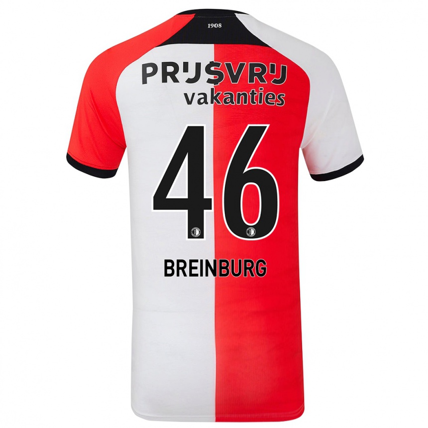 Niño Fútbol Camiseta Rainey Breinburg #46 Rojo Blanco 1ª Equipación 2024/25 Argentina