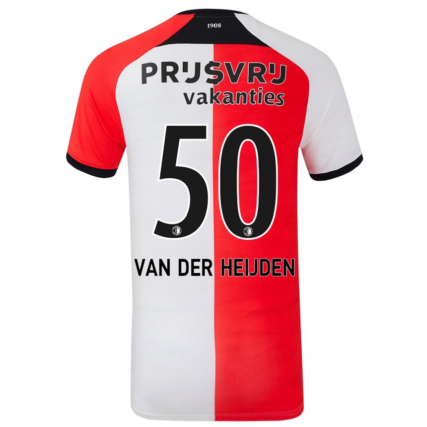 Niño Fútbol Camiseta Délano Van Der Heijden #50 Rojo Blanco 1ª Equipación 2024/25 Argentina