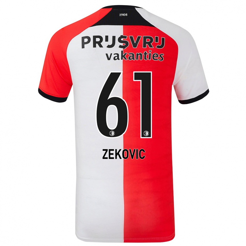 Niño Fútbol Camiseta Aleks Zekovic #61 Rojo Blanco 1ª Equipación 2024/25 Argentina