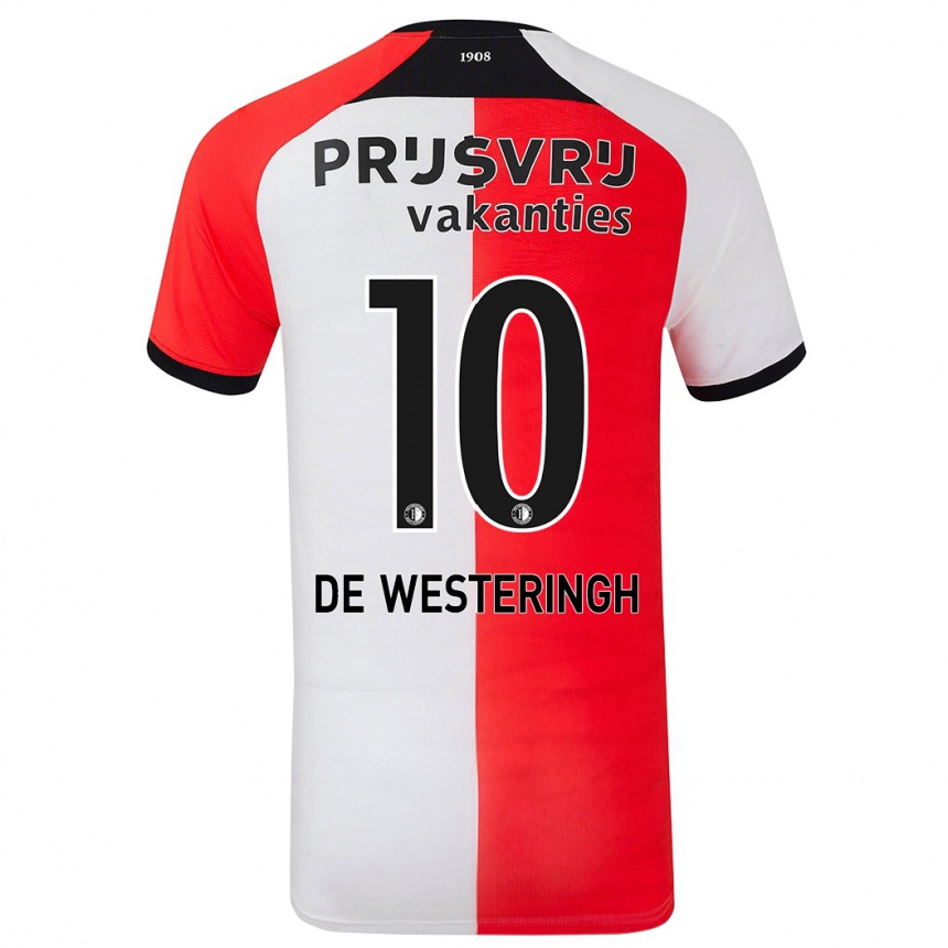 Niño Fútbol Camiseta Kirsten Van De Westeringh #10 Rojo Blanco 1ª Equipación 2024/25 Argentina