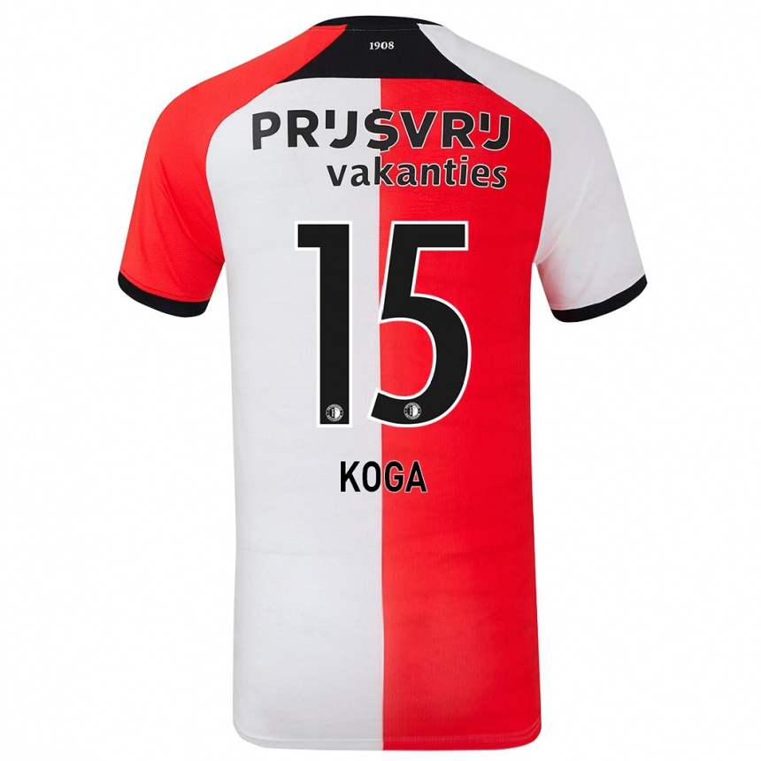 Niño Fútbol Camiseta Tōko Koga #15 Rojo Blanco 1ª Equipación 2024/25 Argentina