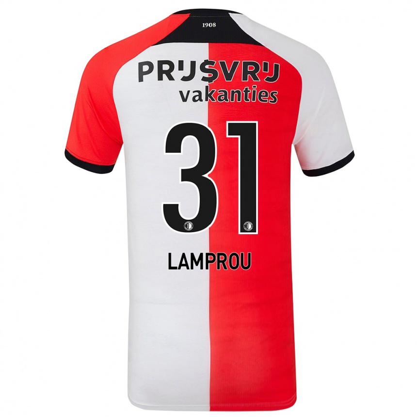 Niño Fútbol Camiseta Kostas Lamprou #31 Rojo Blanco 1ª Equipación 2024/25 Argentina