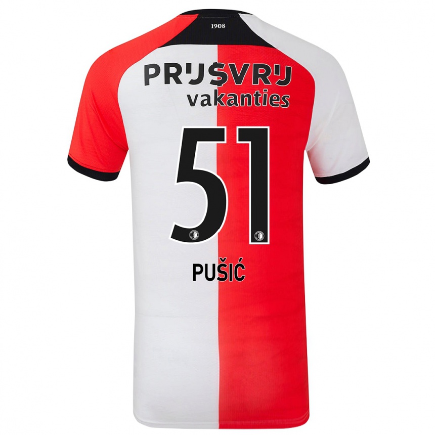 Niño Fútbol Camiseta Noah Pušić #51 Rojo Blanco 1ª Equipación 2024/25 Argentina