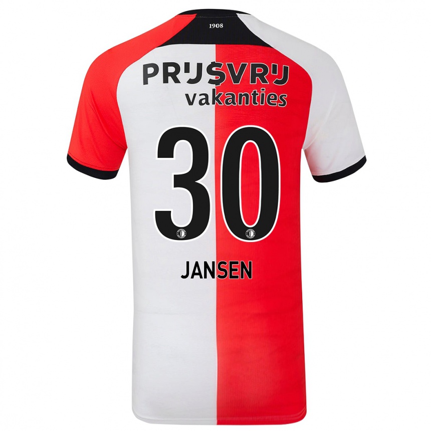 Niño Fútbol Camiseta Thijs Jansen #30 Rojo Blanco 1ª Equipación 2024/25 Argentina