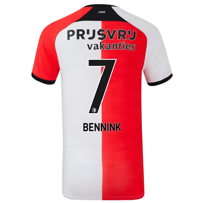 Niño Fútbol Camiseta Maxime Bennink #7 Rojo Blanco 1ª Equipación 2024/25 Argentina