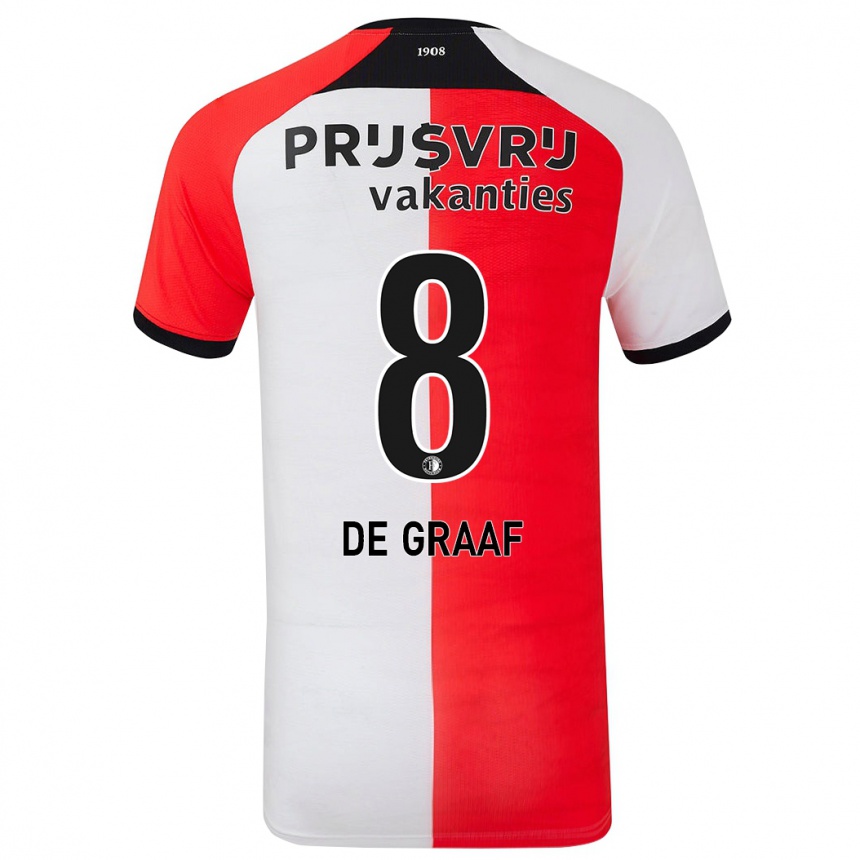 Niño Fútbol Camiseta Esmee De Graaf #8 Rojo Blanco 1ª Equipación 2024/25 Argentina